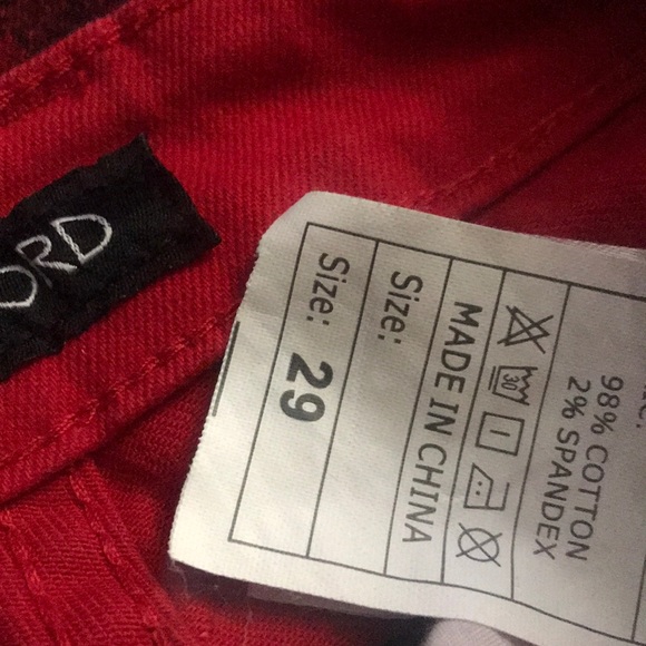 SOLD LAMCORD Red Black Skull Slim Fit Skinny Jeans - Picture 8 of 8